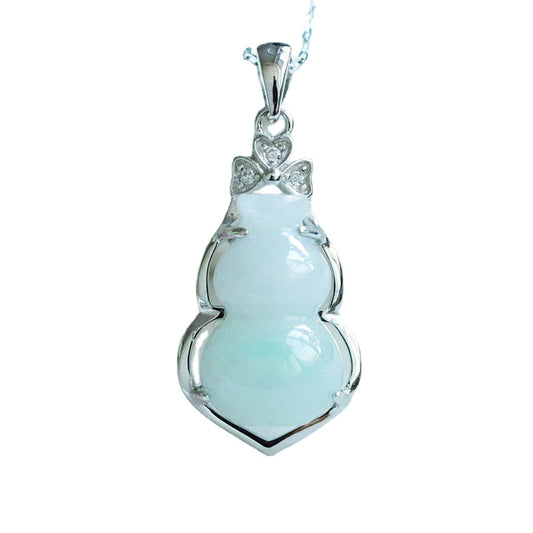 Jade Gourd Zircon Necklace with Sterling Silver Pendant