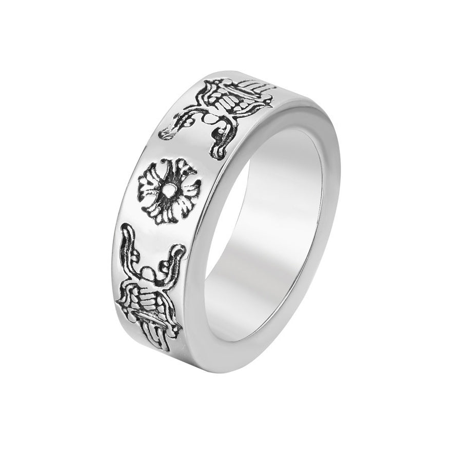 Cross Sword Pattern Titanium Steel Ring for Men