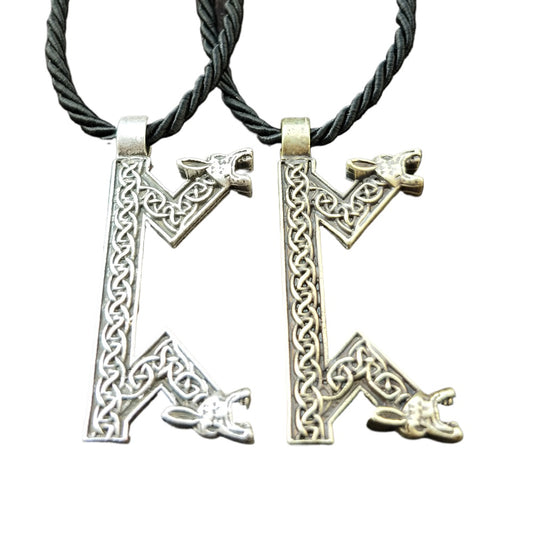 Elder Futhark Rune Necklace - Nordic Viking Amulet Pendant for Men