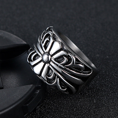 Stylish Titanium Steel Couples Ring - Korean-Inspired Simple Cross Design for Men and Women