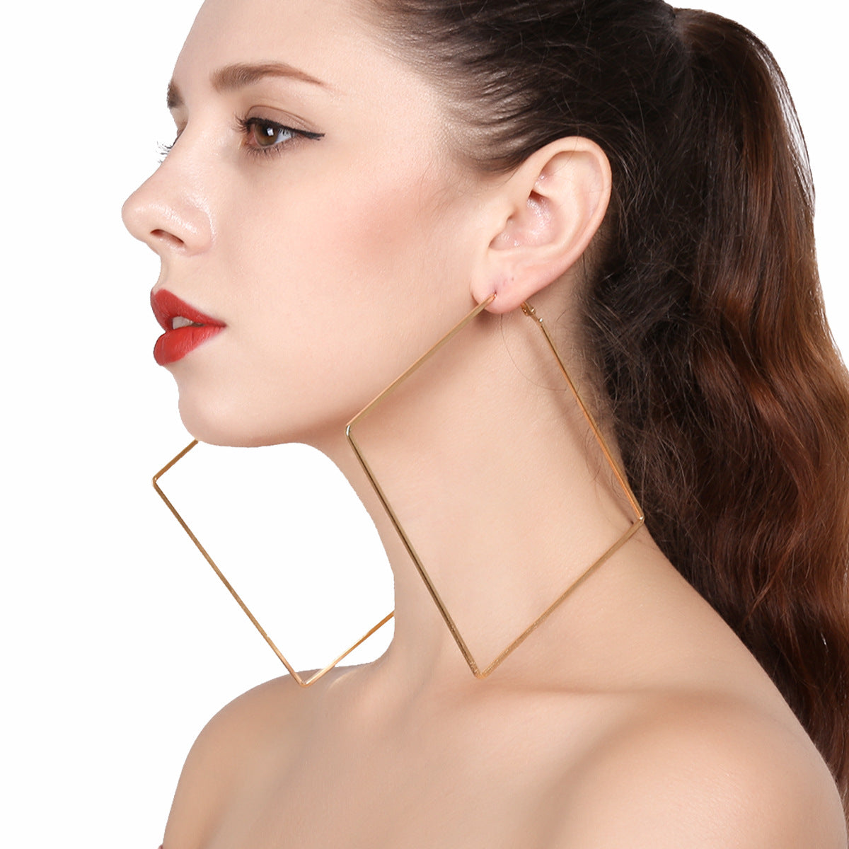 European Style Street Photo Earrings with Geometric Exaggeration