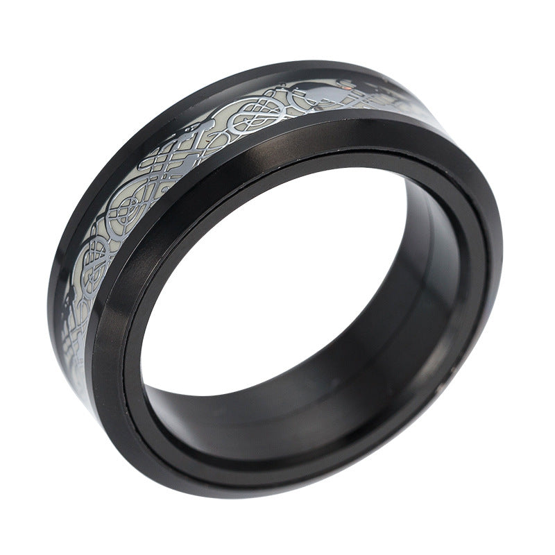 Dragon Pattern Rotating Night Light Ring for Men - Wholesale Jewelry