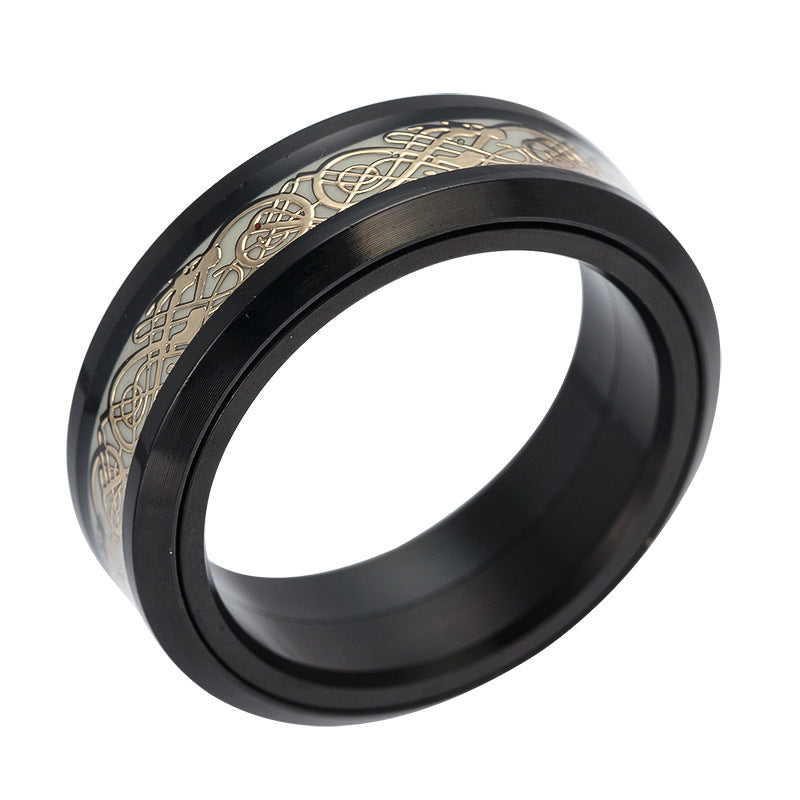 Dragon Pattern Rotating Night Light Ring for Men - Wholesale Jewelry