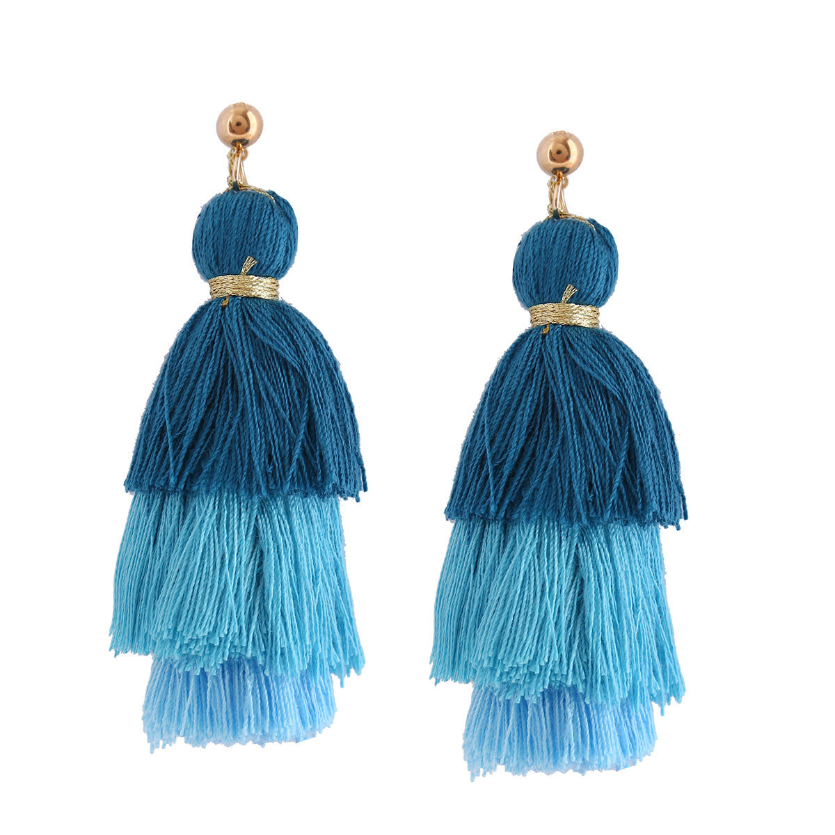 Vienna Verve Long Cotton Tassel Earrings with Metal Needles