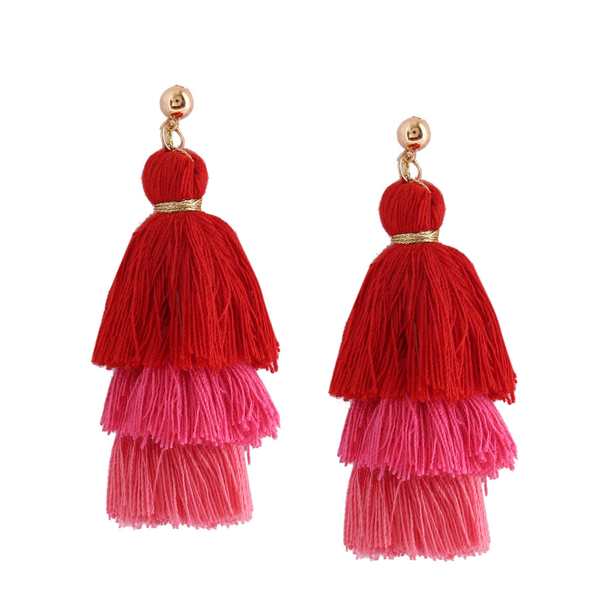 Vienna Verve Long Cotton Tassel Earrings with Metal Needles