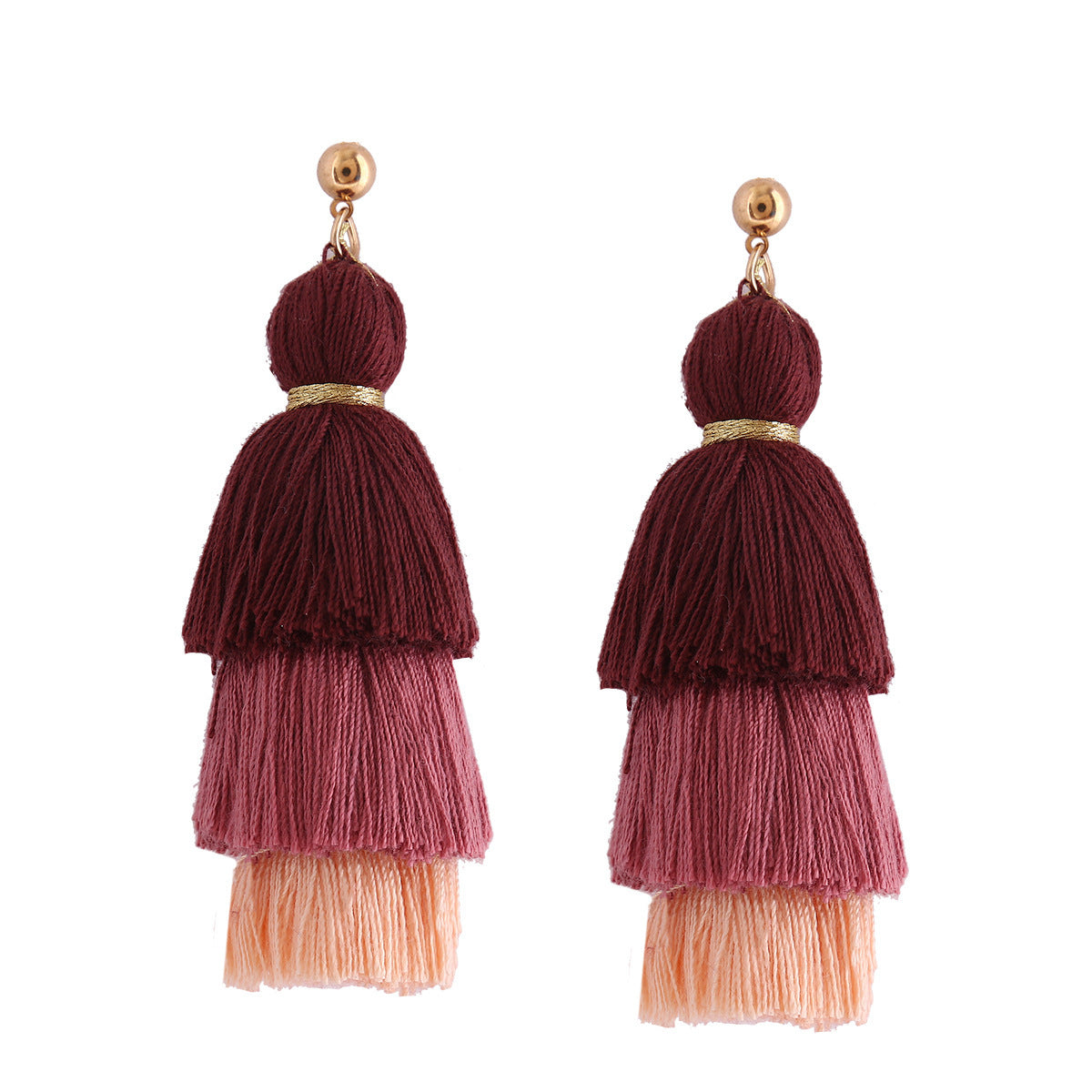 Vienna Verve Long Cotton Tassel Earrings with Metal Needles