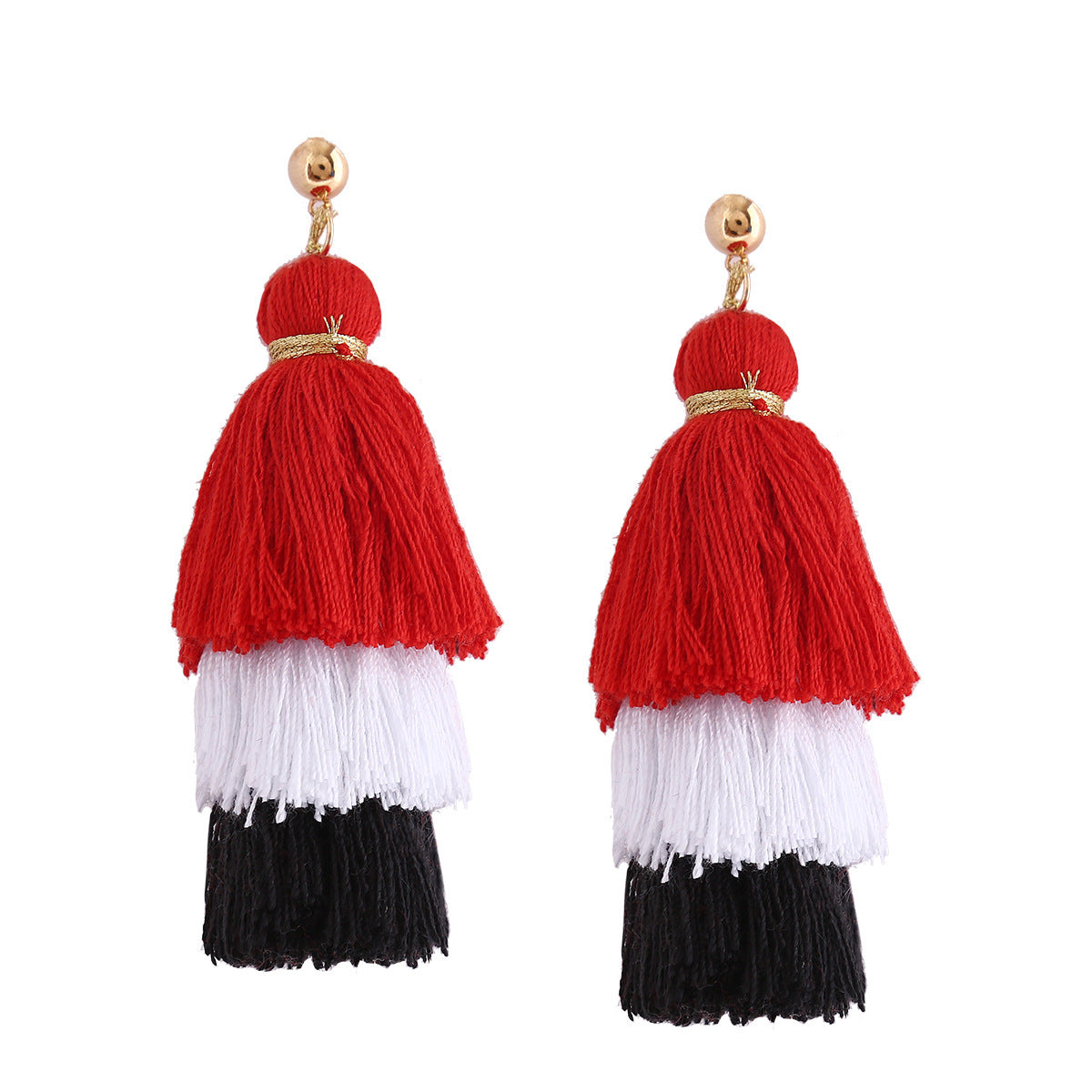 Vienna Verve Long Cotton Tassel Earrings with Metal Needles