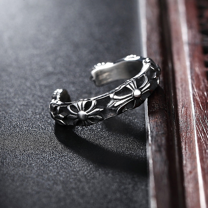 Croix Cross Opening Titanium Steel Rings for Men