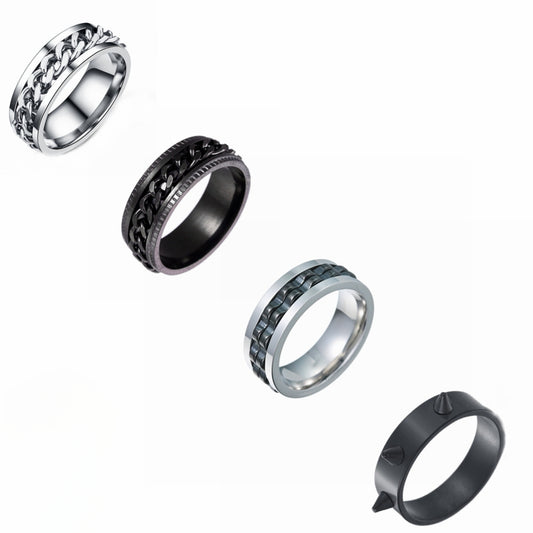 European American Punk Style Rotating Ring Set for Men