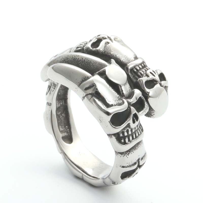 Titanium Steel Skull Claw Ring - Retro Men’s Jewelry Accessory for Trendsetters