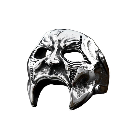 Titanium Steel Punk Skull Mask Ring for Men - Domineering Hip Hop Style from Europe and America