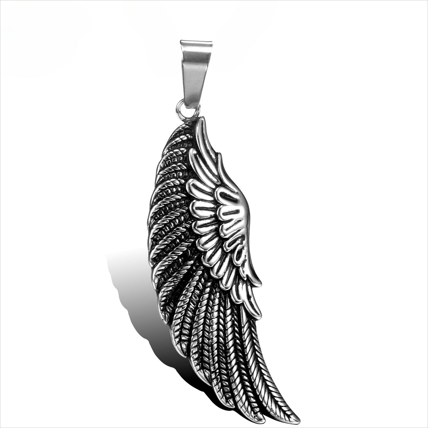 Punk-Inspired Titanium Steel Feather Pendant for Men - Retro Personalized Jewelry