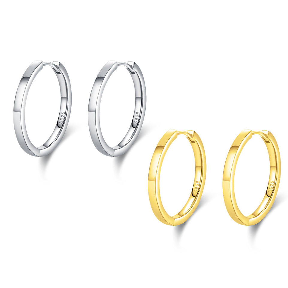 S925 Sterling Silver Plain Ring Earrings for Women