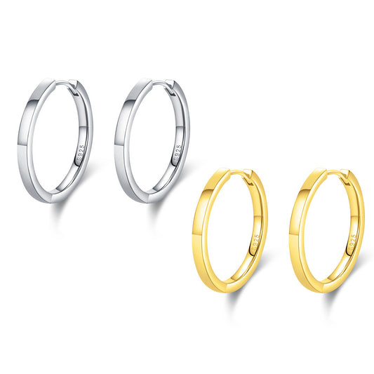 S925 Sterling Silver Plain Ring Earrings for Women