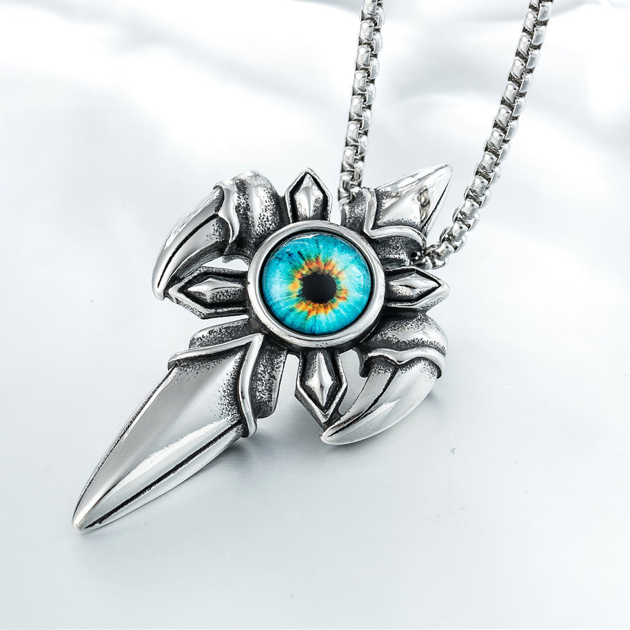 Devil's Eye Mechanical Cross Titanium Steel Necklace for Men