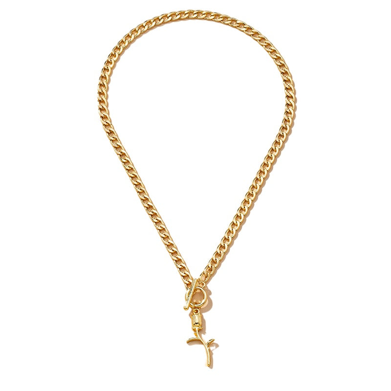 Rose Gold Cross Pendant Necklace with Metal Chain - Vienna Verve Collection