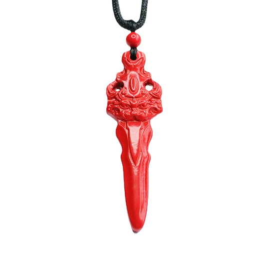 Vajra Peach Sword Pendant crafted with Red Sand Cinnabar