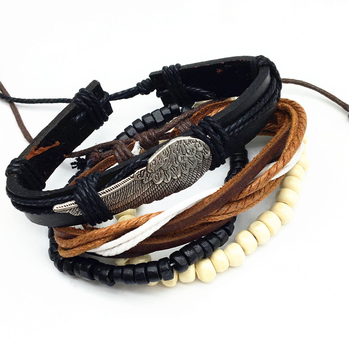 Simple Elegance Leather Leaf Couple's Bracelet - Vienna Verve