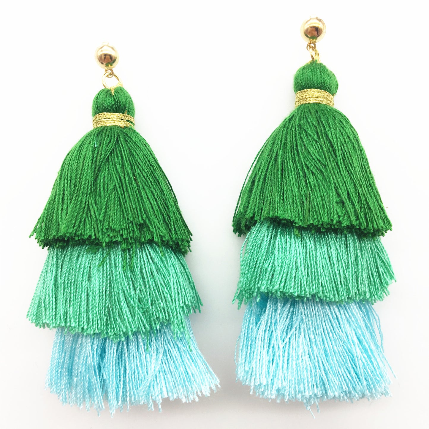 Vienna Verve Long Cotton Tassel Earrings with Metal Needles