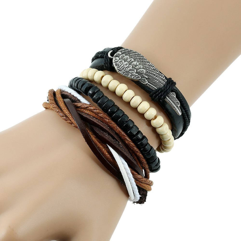 Simple Elegance Leather Leaf Couple's Bracelet - Vienna Verve