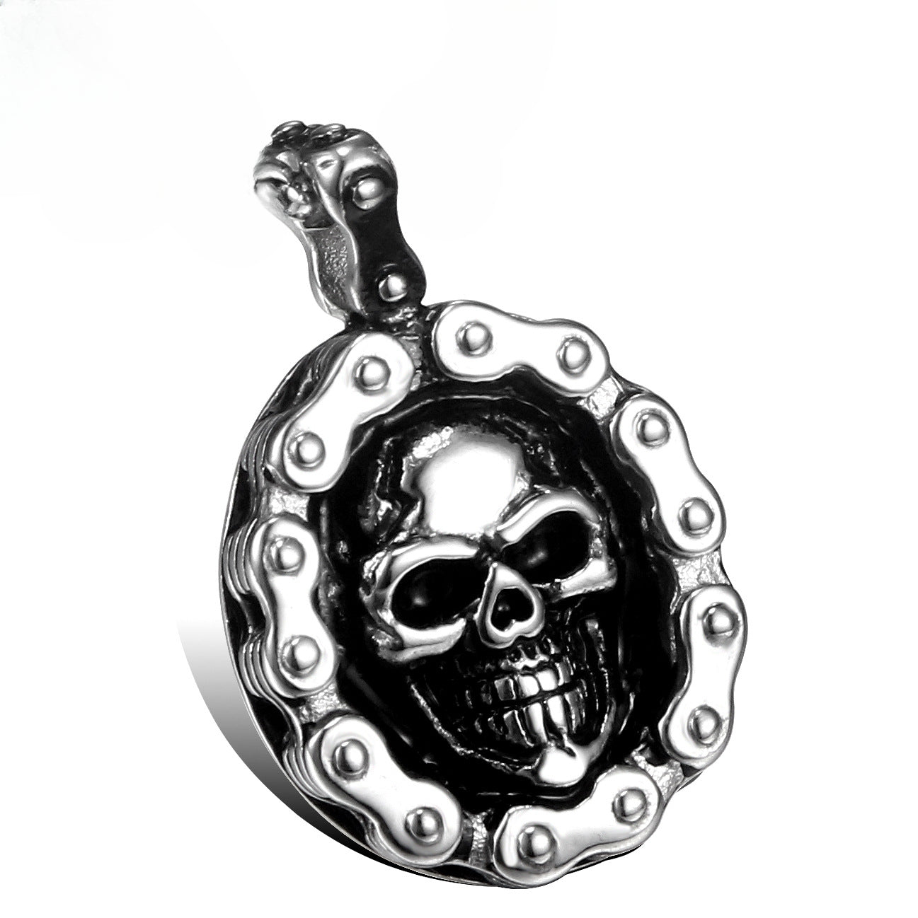 Titanium Steel Skull Pendant with Chain - Personalized Punk Jewelry for Men