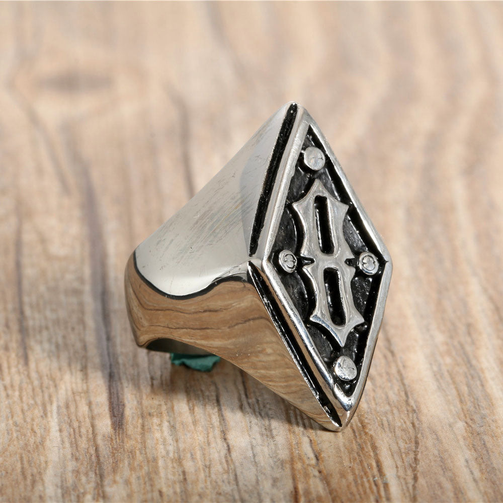 Innovative Titanium Steel Rhombus Ring - Retro Style Jewelry for Trendsetting Men