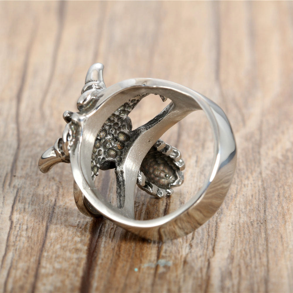 Trendy Titanium Steel Skull Cow Head Ring for the Fashion-Forward Man