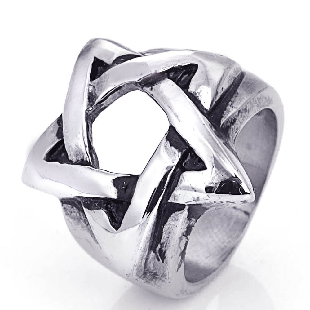 Men's Retro Punk Pentagram Ring - Durable Titanium Steel Fashion Statement