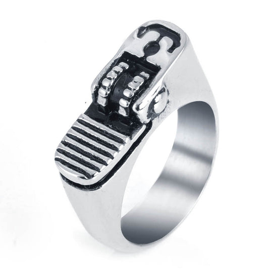 Punk-Inspired 316L Stainless Steel Lighter Ring for Men - Retro Titanium Style