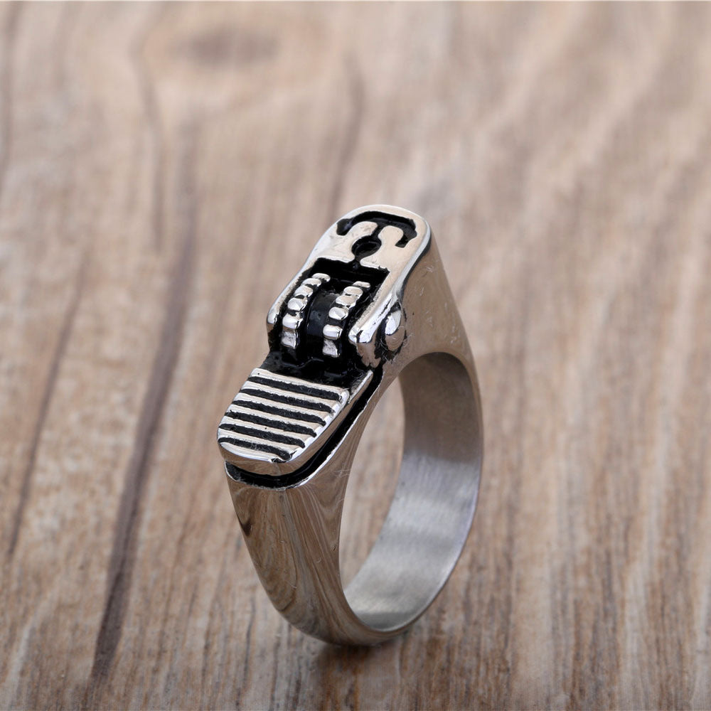 Punk-Inspired 316L Stainless Steel Lighter Ring for Men - Retro Titanium Style