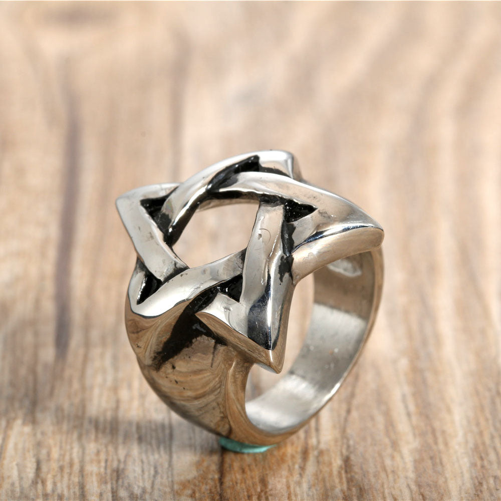 Men's Retro Punk Pentagram Ring - Durable Titanium Steel Fashion Statement