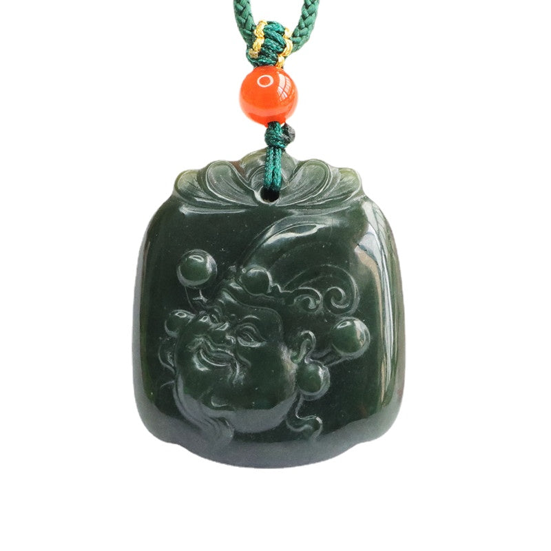 Jewelry Necklace with Hetian Jade God of Wealth Pendant