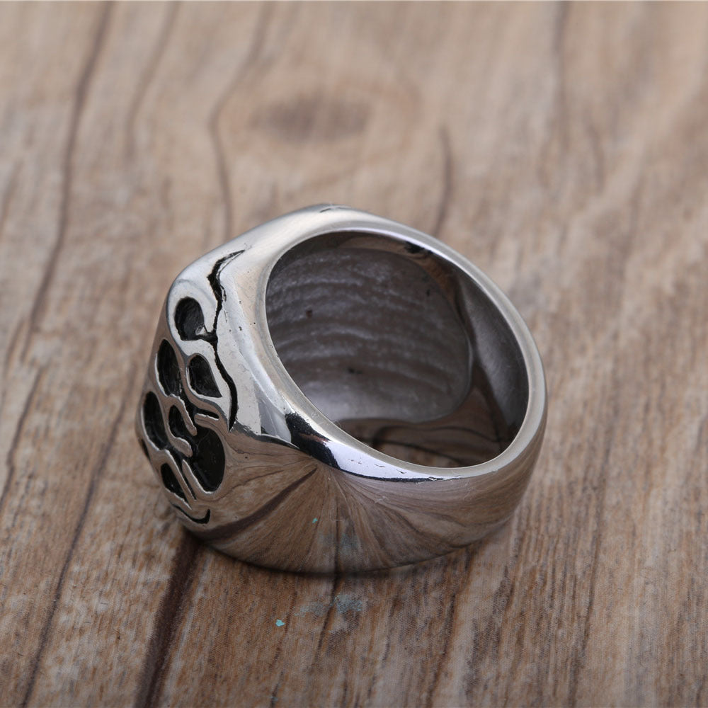 Titanium Steel Punk Cross Ring for Men - Retro Hipster Style