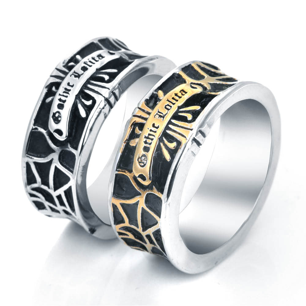 Customizable Retro Punk Stainless Steel Letter Ring for Men in Titanium Steel