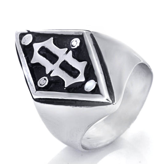 Innovative Titanium Steel Rhombus Ring - Retro Style Jewelry for Trendsetting Men