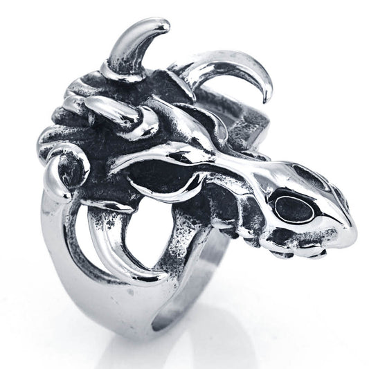 Trendy Titanium Steel Skull Cow Head Ring for the Fashion-Forward Man