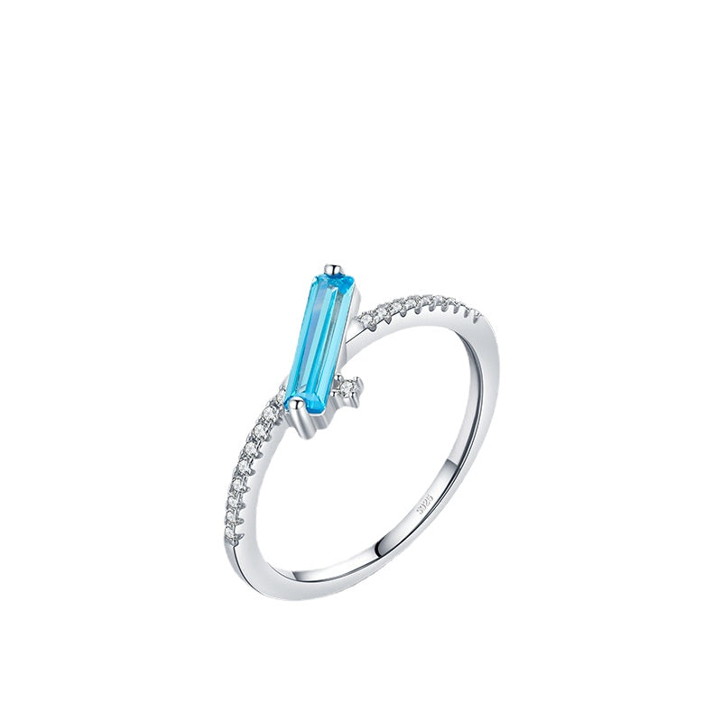 Everyday Genie Ring: Genuine Sterling Silver with Navy Blue Zirconium, Niche Design, Cool Style