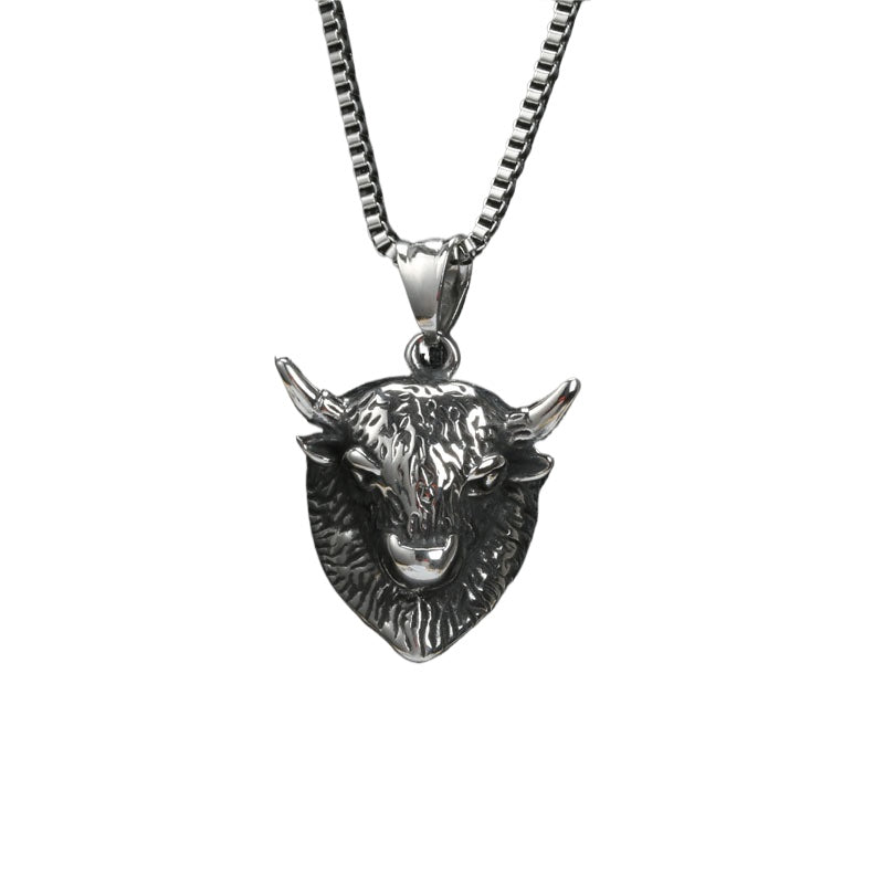 Personalized Titanium Steel Bull Head Pendant for Men - Retro Goth Punk Jewelry