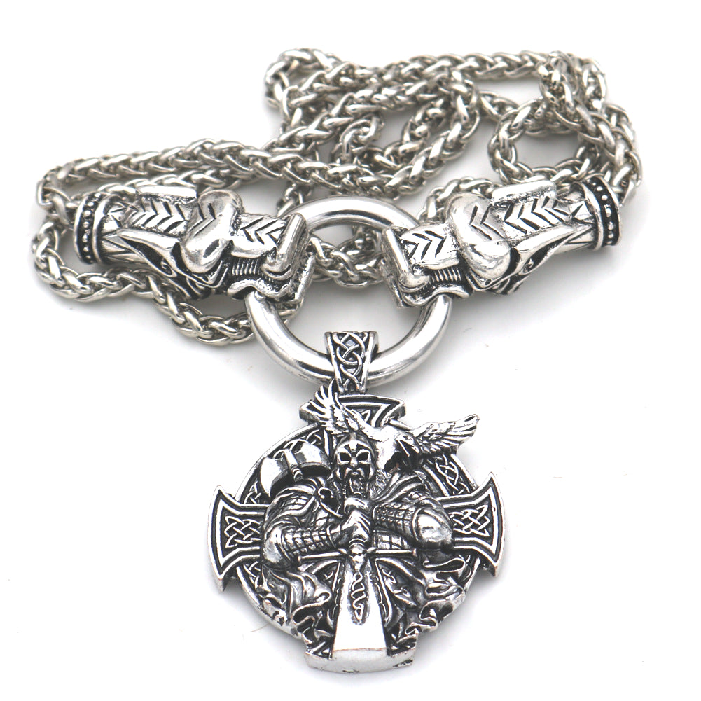 Norse Legacy Odin Crow Necklace for Men - Metal Pendant from Planderful Collection