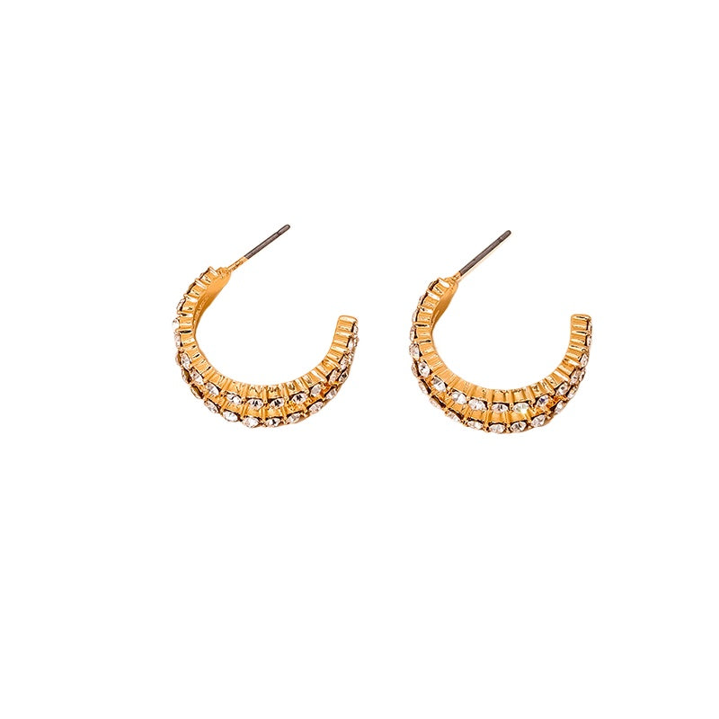 Chic Double-Layer C-Shaped Earrings with Metal Needles and Vienna Verve Collection