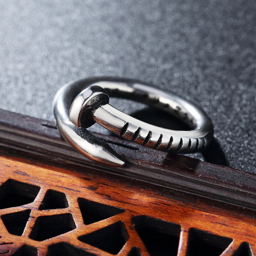 Cross Flower Nail Titanium Steel Ring for Men