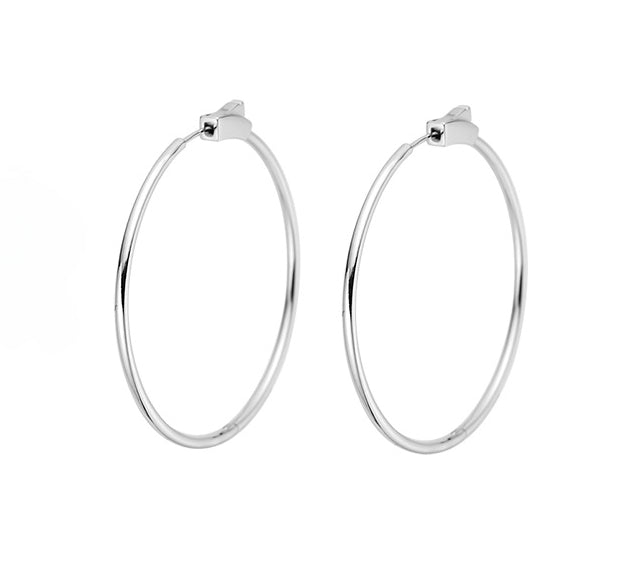 Simple Circle Silver Hoop Earrings