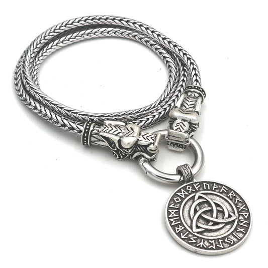 Viking Legacy Men's Metal Necklace with Celtic Knot Design