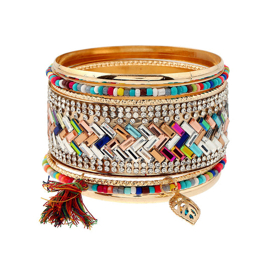 Bohemian Leaf Charm Multi-layer Bracelet - Vienna Verve Collection