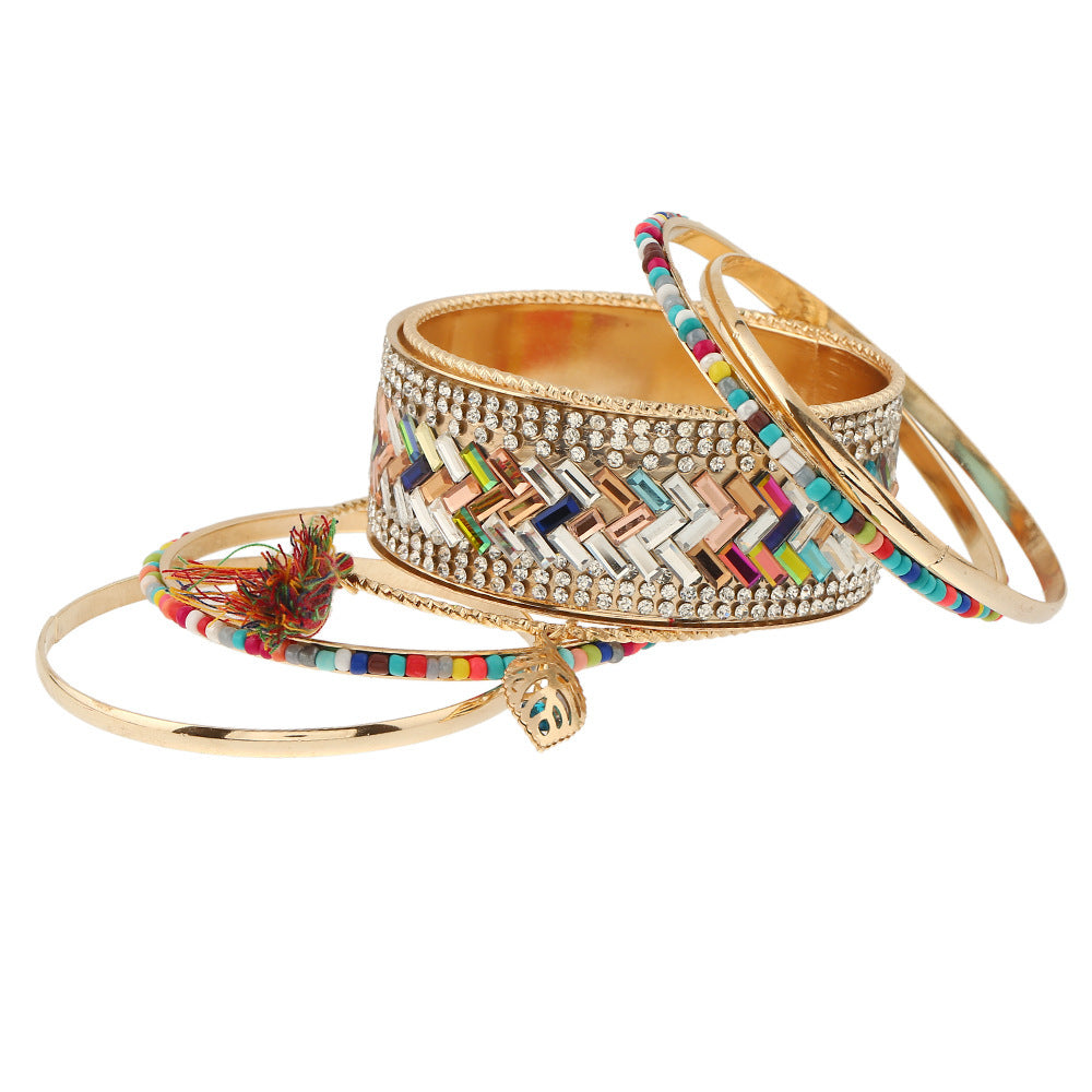 Bohemian Leaf Charm Multi-layer Bracelet - Vienna Verve Collection