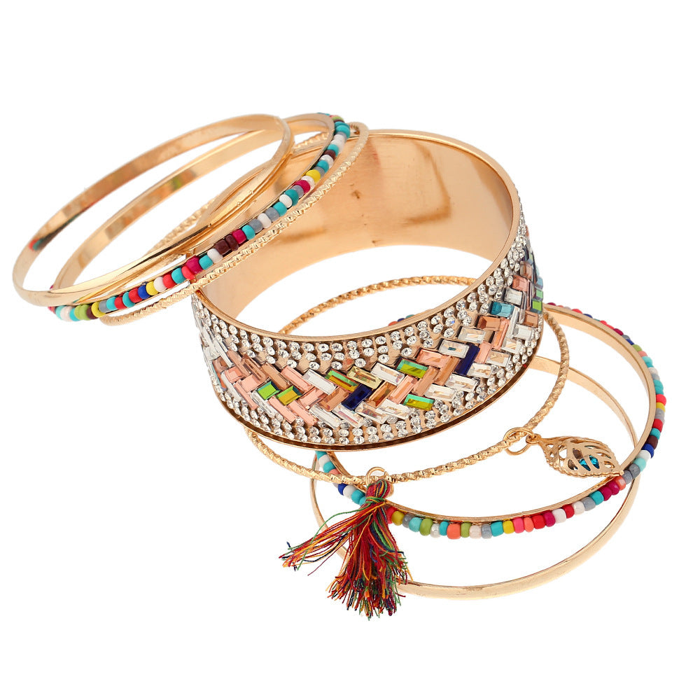 Bohemian Leaf Charm Multi-layer Bracelet - Vienna Verve Collection