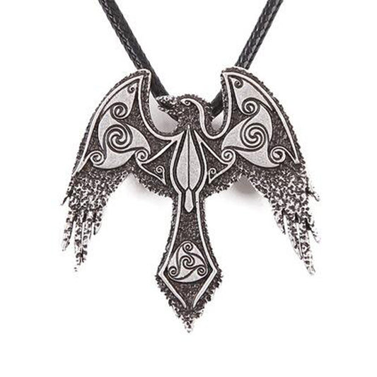 Mythical Norse Odin Crow Metal Pendant for Men - Viking Necklace