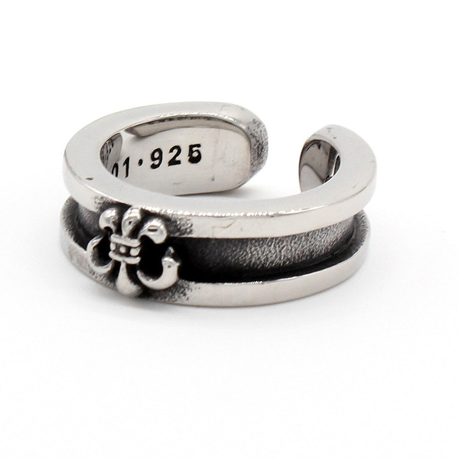 Childern Flower Grooved Opening Titanium Steel Ring for Men