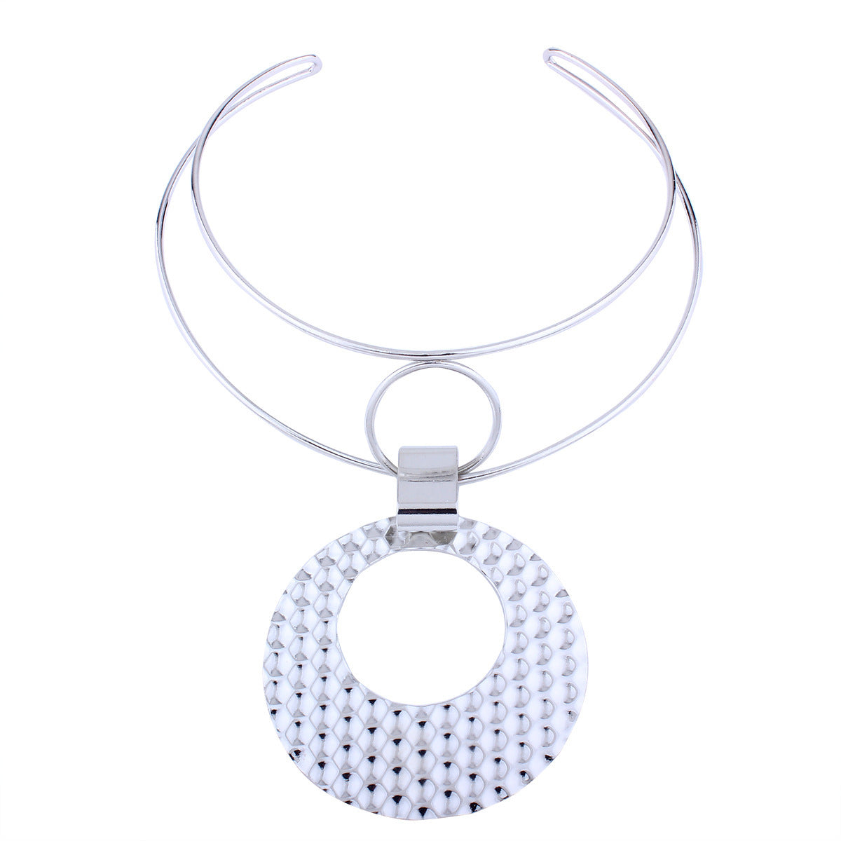 Exclusive Double-layer Metal Punk Necklace with Embossed Collar and Exaggerated Chain