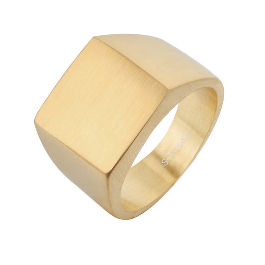 Minimalist Titanium Steel Men's Square Ring